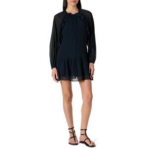 The Drop Womens Jordan Chiffon Ruffle Detailed Mini Dress Maritime Navy 2X